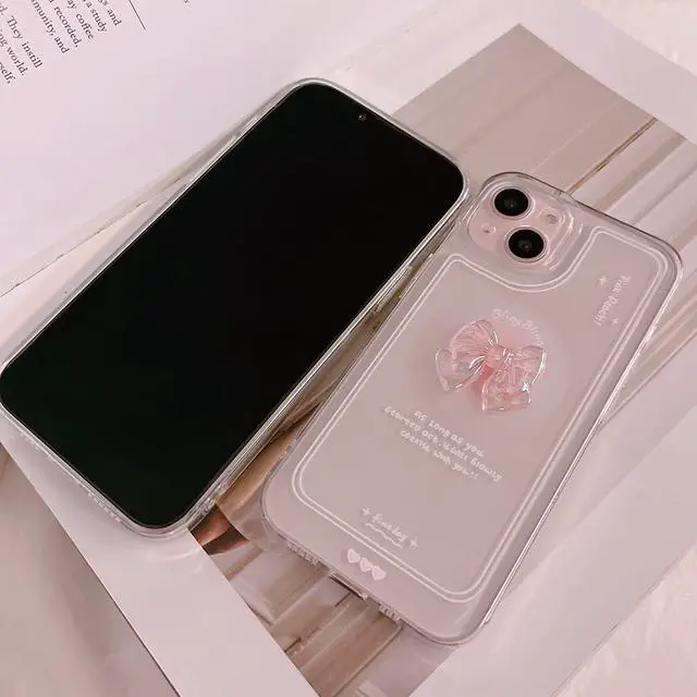 Alt view image 5 of 7 - Ownest Compatible for iPhone XR Cute 3D Pink Bowknot Slim Clear Aesthetic Design Women Teen Girls Camera Lens Protection Phone Cases Cover