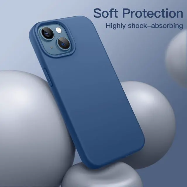 Alt view image 4 of 6 - JETech Silicone Case for iPhone 13 6.1-Inch, Silky-Soft Touch Full-Body Protective Phone Case, Shockproof Cover with Microfiber Lining (Blue Jay)