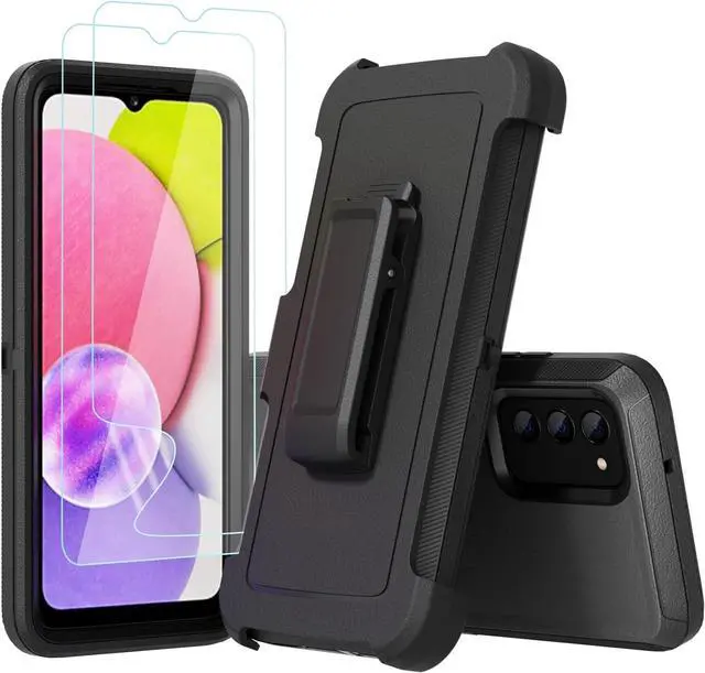 Alt view image 2 of 7 - Compatible with Samsung Galaxy A03s Case, with Belt Clip Holster Heavy Duty Rugged Shockproof Full Body Protection Kickstand Cover for Samsung Galaxy A03s Phone (Black)