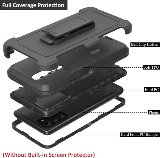 Alt view image 5 of 7 - Compatible with Samsung Galaxy A03s Case, with Belt Clip Holster Heavy Duty Rugged Shockproof Full Body Protection Kickstand Cover for Samsung Galaxy A03s Phone (Black)