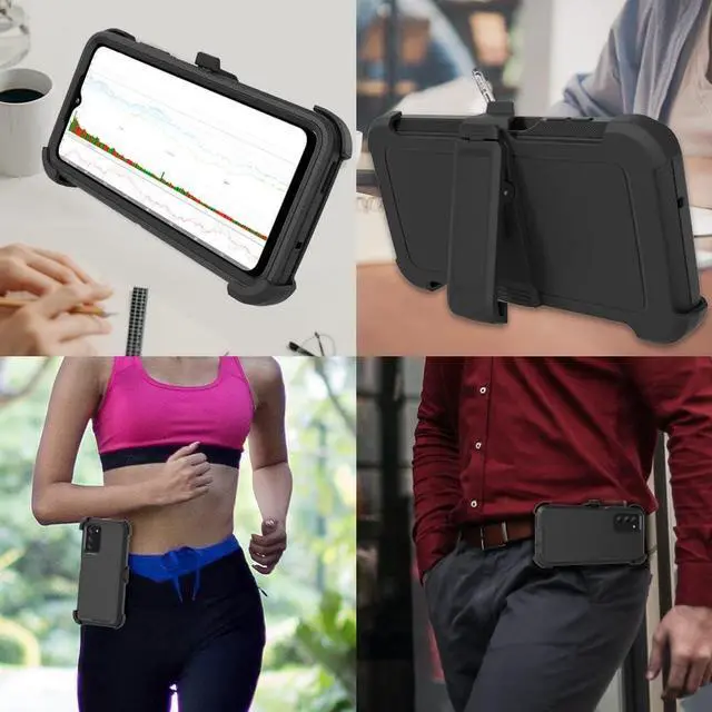 Alt view image 7 of 7 - Compatible with Samsung Galaxy A03s Case, with Belt Clip Holster Heavy Duty Rugged Shockproof Full Body Protection Kickstand Cover for Samsung Galaxy A03s Phone (Black)