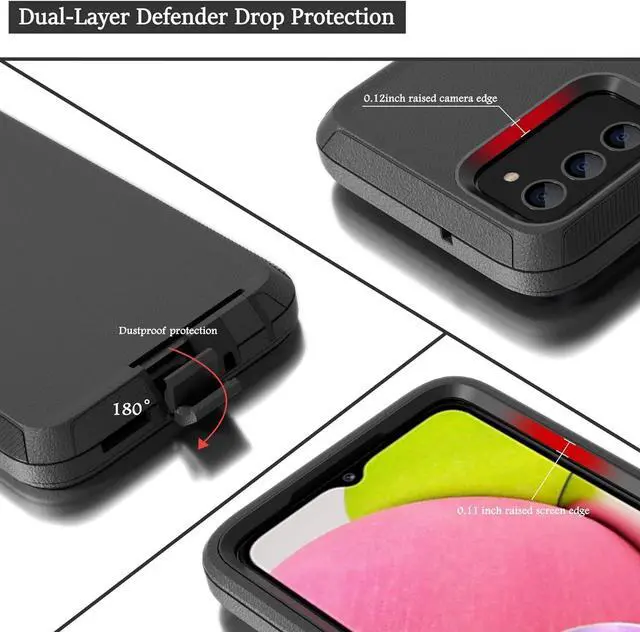 Alt view image 4 of 7 - Compatible with Samsung Galaxy A03s Case, with Belt Clip Holster Heavy Duty Rugged Shockproof Full Body Protection Kickstand Cover for Samsung Galaxy A03s Phone (Black)