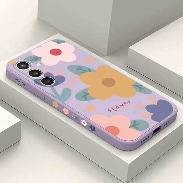 Main image of for Samsung S23 FE, S23 FE 5G Phone Cover Internal flocking Soft Silicone Protective Durable Case for Samsung Galaxy S23 FE 6.4 inch-Color Block Purple