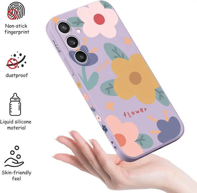 Alt view image 4 of 7 - for Samsung S23 FE, S23 FE 5G Phone Cover Internal flocking Soft Silicone Protective Durable Case for Samsung Galaxy S23 FE 6.4 inch-Color Block Purple