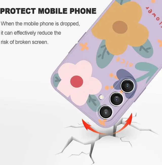 Alt view image 5 of 7 - for Samsung S23 FE, S23 FE 5G Phone Cover Internal flocking Soft Silicone Protective Durable Case for Samsung Galaxy S23 FE 6.4 inch-Color Block Purple