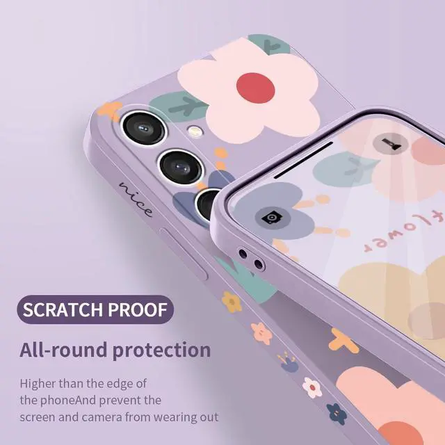 Alt view image 7 of 7 - for Samsung S23 FE, S23 FE 5G Phone Cover Internal flocking Soft Silicone Protective Durable Case for Samsung Galaxy S23 FE 6.4 inch-Color Block Purple