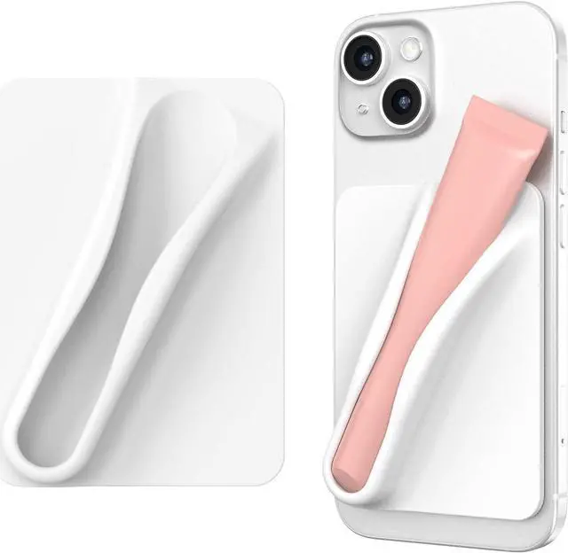 Main image of DOB SECHS Silicone Lip Holder for Cell Phone Lipstick Lip Glaze Phone Case Back Stick On Holder for iPhone and Android Phones, Grey