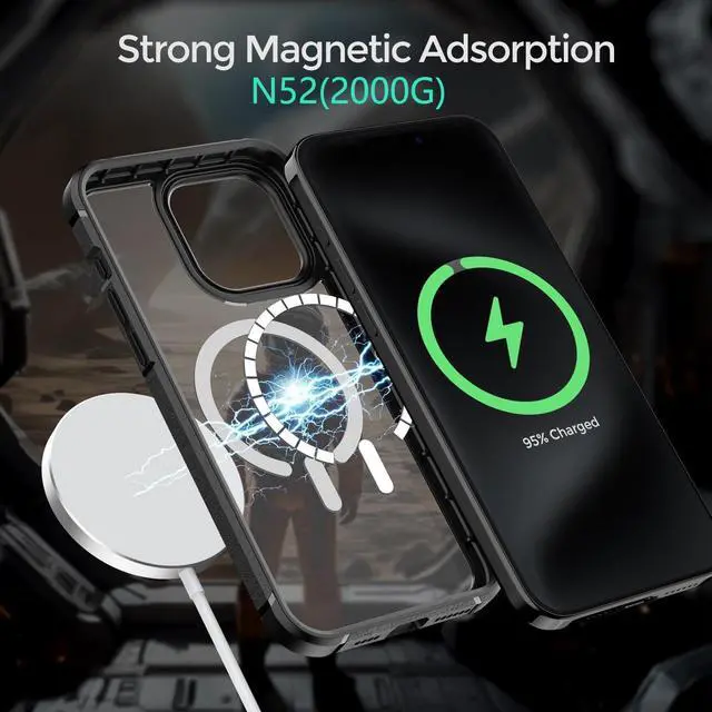 Alt view image 2 of 7 - Magnetic New Designed for iPhone 15 Pro Max Case [Compatible with Magsafe] [Clear Back] Shockproof Protective Phone Case for iPhone 15 Pro Max 6.7 Inch (Black)