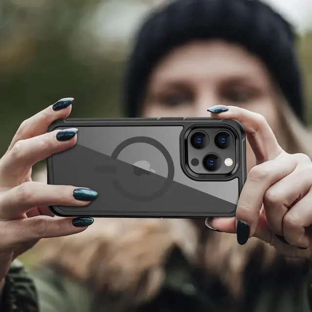 Alt view image 7 of 7 - Magnetic New Designed for iPhone 15 Pro Max Case [Compatible with Magsafe] [Clear Back] Shockproof Protective Phone Case for iPhone 15 Pro Max 6.7 Inch (Black)