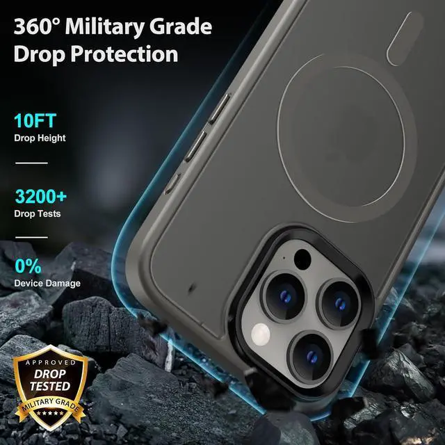 Alt view image 3 of 7 - Magnetic for iPhone 15 Pro Max Case,Compatible with MagSafe[Military-Grade Drop Protection] Shockproof Matte Case for iPhone 15 Pro Max 6.7" (Titanium Gray)