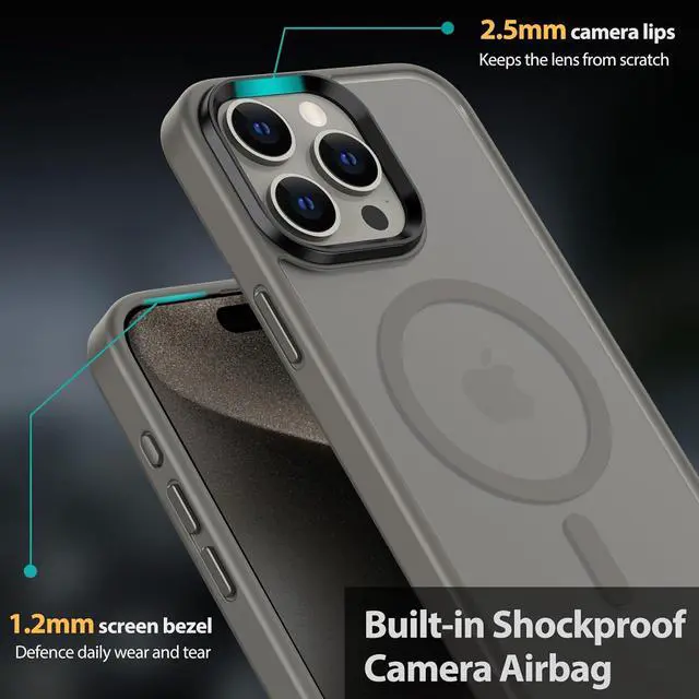 Alt view image 4 of 7 - Magnetic for iPhone 15 Pro Max Case,Compatible with MagSafe[Military-Grade Drop Protection] Shockproof Matte Case for iPhone 15 Pro Max 6.7" (Titanium Gray)
