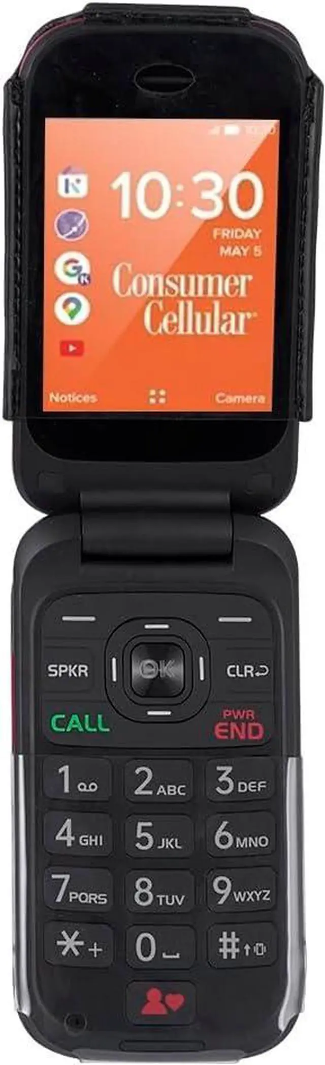 Alt view image 5 of 6 - BELTRON Leather Case for Consumer Cellular Iris Flip Phone (2023) - Features: Secure Fit, Rotating Belt Clip, Screen & Keypad Protection (SH3320) - Black