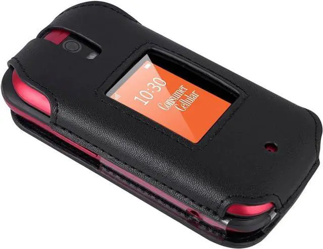 Alt view image 6 of 6 - BELTRON Leather Case for Consumer Cellular Iris Flip Phone (2023) - Features: Secure Fit, Rotating Belt Clip, Screen & Keypad Protection (SH3320) - Black