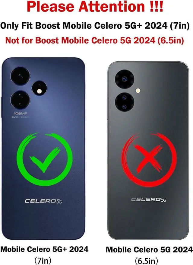 Alt view image 2 of 7 - for Boost Mobile Celero 5G+ Plus 2024 (3rd Version) Case with Tempered Glass Screen Protector,Military Grade Heavy Duty Shockproof Protective Cover,with Ring Kickstand Full-Body Protective