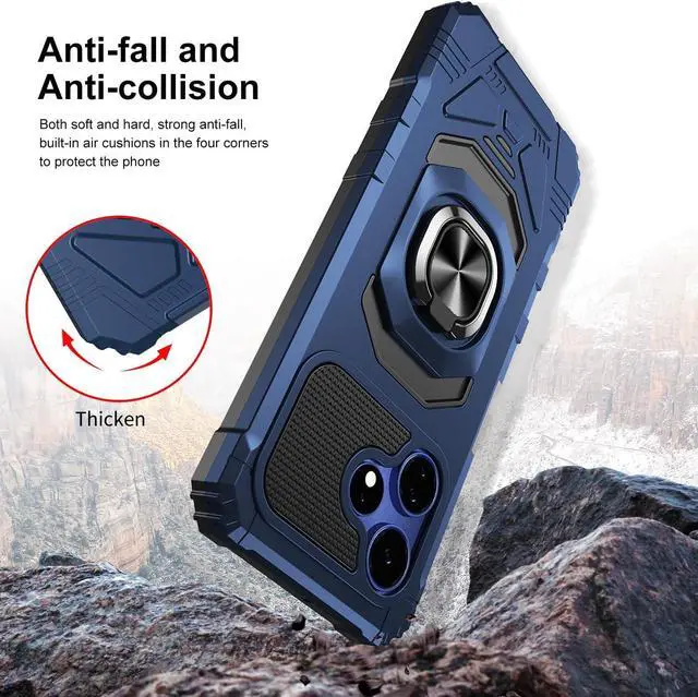 Alt view image 5 of 7 - for Boost Mobile Celero 5G+ Plus 2024 (3rd Version) Case with Tempered Glass Screen Protector,Military Grade Heavy Duty Shockproof Protective Cover,with Ring Kickstand Full-Body Protective