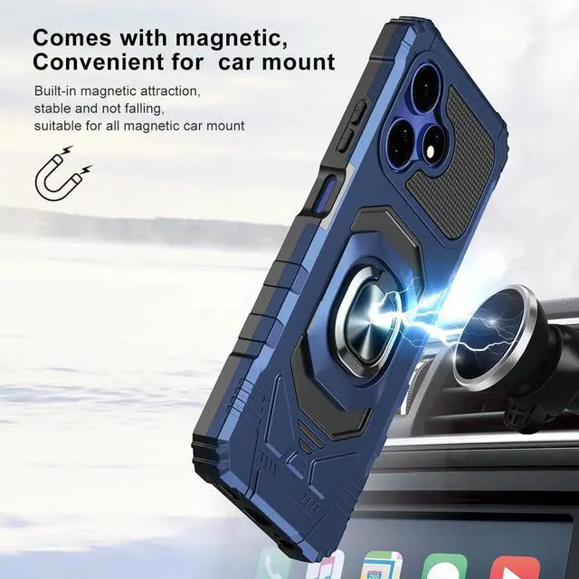 Alt view image 7 of 7 - for Boost Mobile Celero 5G+ Plus 2024 (3rd Version) Case with Tempered Glass Screen Protector,Military Grade Heavy Duty Shockproof Protective Cover,with Ring Kickstand Full-Body Protective