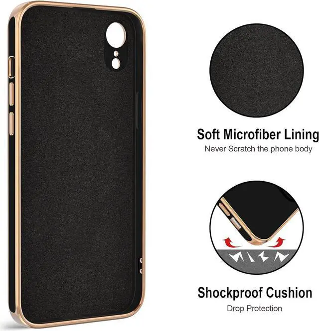 Alt view image 3 of 7 - Case for iPhone XR Case Ring Stand [360° Rotatable Ring Holder Magnetic Kickstand] Shiny Plating Rose Gold Edge Soft TPU Bumper Cover Shockproof Protective Phone Cases iPhone XR 6.1-Inch, Black