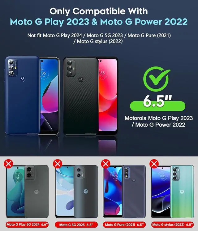 Alt view image 2 of 7 - LeYi for Moto G Play 2023 Phone Case: Motorola G Power 2022 Cell Phone Case with Screen Protector (2PCS), Military Grade Shockproof Cover Funda para GPlay 2023 XT2271DL/ GPower 2022 XT2165DL, Blue