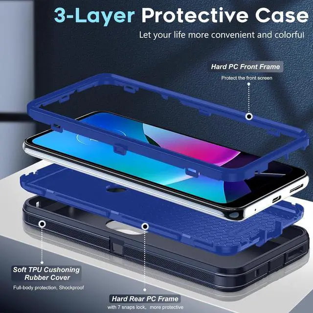 Alt view image 3 of 7 - LeYi for Moto G Play 2023 Phone Case: Motorola G Power 2022 Cell Phone Case with Screen Protector (2PCS), Military Grade Shockproof Cover Funda para GPlay 2023 XT2271DL/ GPower 2022 XT2165DL, Blue