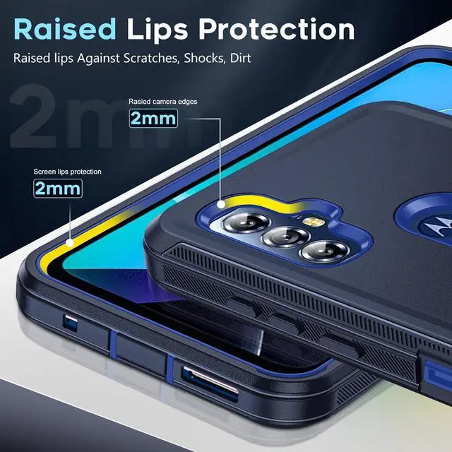 Alt view image 4 of 7 - LeYi for Moto G Play 2023 Phone Case: Motorola G Power 2022 Cell Phone Case with Screen Protector (2PCS), Military Grade Shockproof Cover Funda para GPlay 2023 XT2271DL/ GPower 2022 XT2165DL, Blue