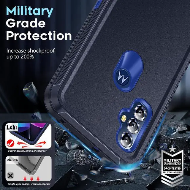 Alt view image 5 of 7 - LeYi for Moto G Play 2023 Phone Case: Motorola G Power 2022 Cell Phone Case with Screen Protector (2PCS), Military Grade Shockproof Cover Funda para GPlay 2023 XT2271DL/ GPower 2022 XT2165DL, Blue