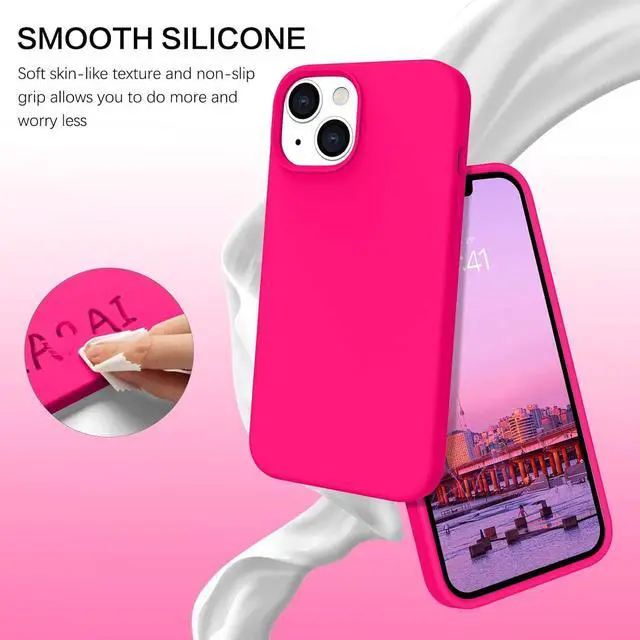 Alt view image 2 of 7 - BENTOBEN iPhone 14 Plus Case, Slim Fit Liquid Silicone Soft Rubber Anti-Scratch Shockproof Phone Cover with Microfiber Lining, Hot Pink