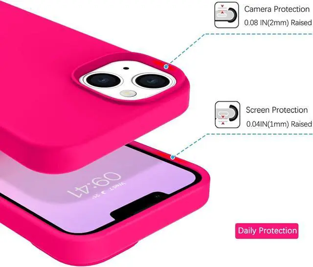 Alt view image 5 of 7 - BENTOBEN iPhone 14 Plus Case, Slim Fit Liquid Silicone Soft Rubber Anti-Scratch Shockproof Phone Cover with Microfiber Lining, Hot Pink