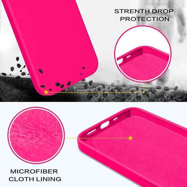 Alt view image 3 of 7 - BENTOBEN iPhone 14 Plus Case, Slim Fit Liquid Silicone Soft Rubber Anti-Scratch Shockproof Phone Cover with Microfiber Lining, Hot Pink