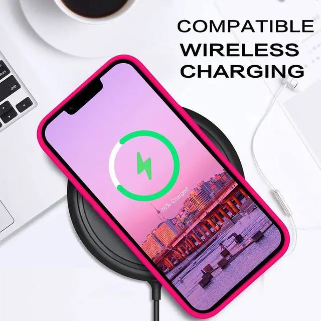 Alt view image 6 of 7 - BENTOBEN iPhone 14 Plus Case, Slim Fit Liquid Silicone Soft Rubber Anti-Scratch Shockproof Phone Cover with Microfiber Lining, Hot Pink