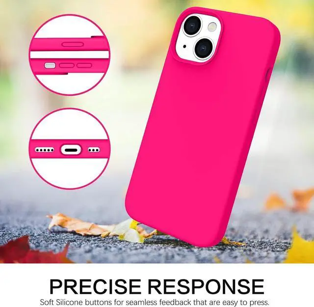 Alt view image 7 of 7 - BENTOBEN iPhone 14 Plus Case, Slim Fit Liquid Silicone Soft Rubber Anti-Scratch Shockproof Phone Cover with Microfiber Lining, Hot Pink