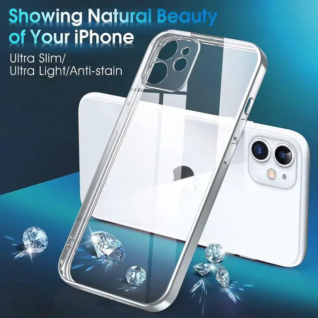 Alt view image 2 of 7 - Supdeal Crystal Clear Case for iPhone 11, [Not Yellowing] [Camera Protection] [Military Grade Drop Tested] Transparent Shockproof Protective Phone Case Soft Silicone Slim Cover, 6.1 inch, Silver