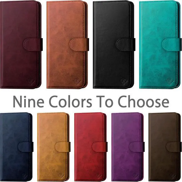 Alt view image 3 of 7 - DuckSky for iPhone 15 6.1" Genuine Leather Wallet case RFID Blocking4 Credit Card HolderReal Leather Flip Folio Book Phone case Protective Cover Women Men for Apple 15 case Light Brown