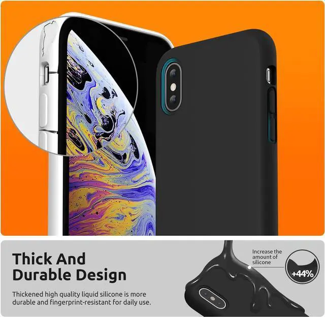 Alt view image 3 of 7 - SURPHY Case for iPhone Xs Case and for iPhone X Case with Microfiber Lining, Thickened Liquid Silicone Phone Case for iPhone X XS 5.8 inches, Black