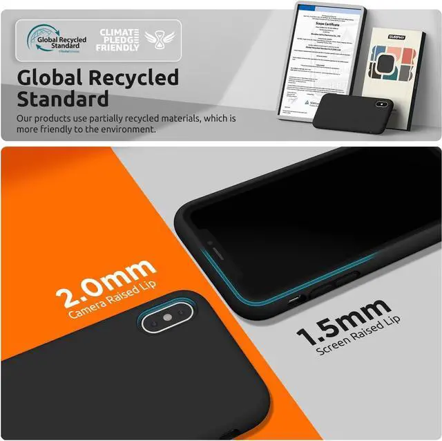 Alt view image 4 of 7 - SURPHY Case for iPhone Xs Case and for iPhone X Case with Microfiber Lining, Thickened Liquid Silicone Phone Case for iPhone X XS 5.8 inches, Black