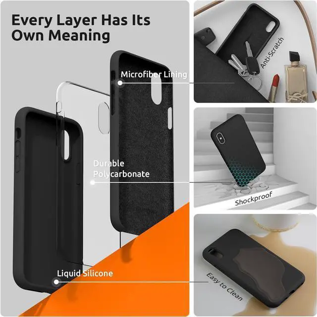 Alt view image 5 of 7 - SURPHY Case for iPhone Xs Case and for iPhone X Case with Microfiber Lining, Thickened Liquid Silicone Phone Case for iPhone X XS 5.8 inches, Black