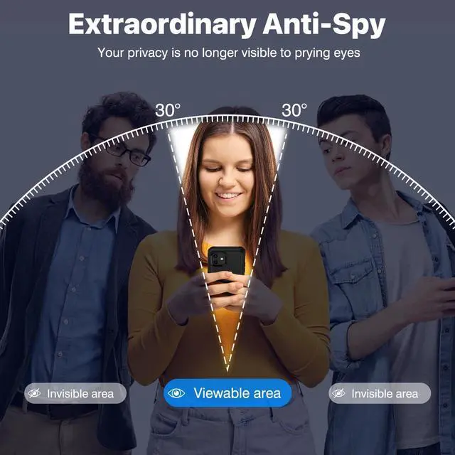 Alt view image 2 of 7 - CENHUFO Privacy for iPhone 11 Case, Full Body Phone Case with Built-in 9H Tempered Glass Privacy Screen Protector and Camera Lens Protector, Anti Peep Spy Shockproof Bumper Clear Cover - Black