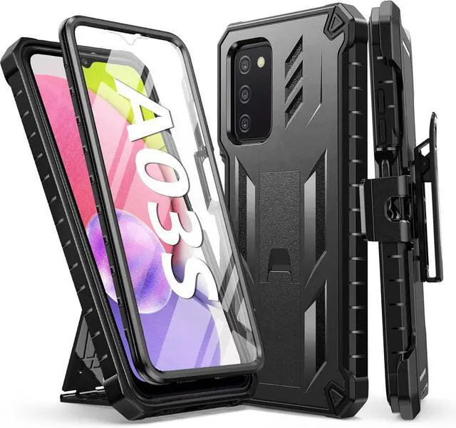 Main image of SOiOS for Samsung Galaxy A03s Case: Military Grade Drop Proof Protection Cell Phone Holster Cover | Heavy Duty Protective Rugged Cases with Kickstand | Durable Matte Textured Shockproof TPU Protector