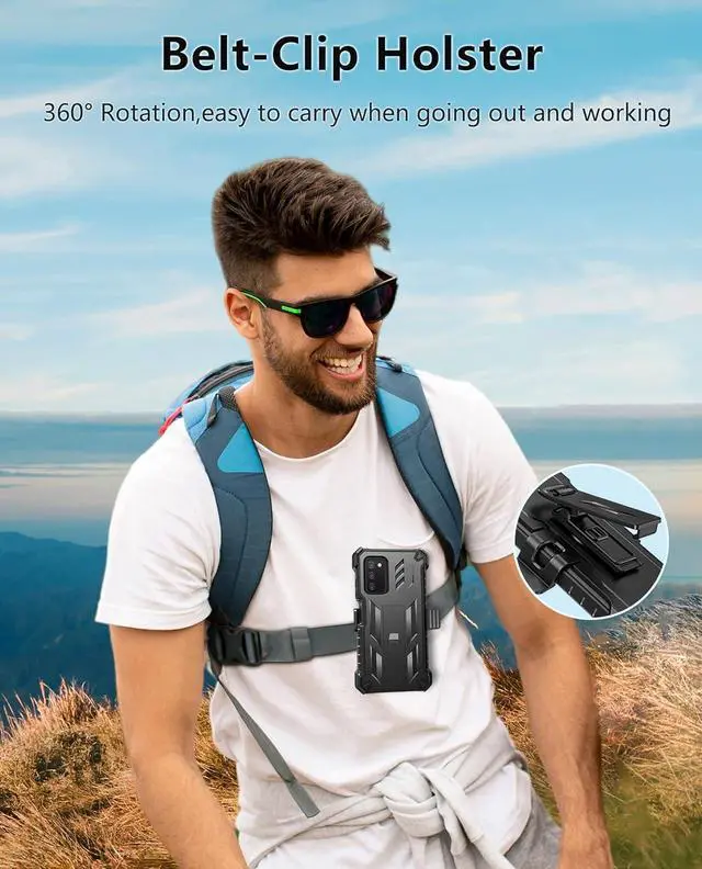 Alt view image 2 of 7 - SOiOS for Samsung Galaxy A03s Case: Military Grade Drop Proof Protection Cell Phone Holster Cover | Heavy Duty Protective Rugged Cases with Kickstand | Durable Matte Textured Shockproof TPU Protector