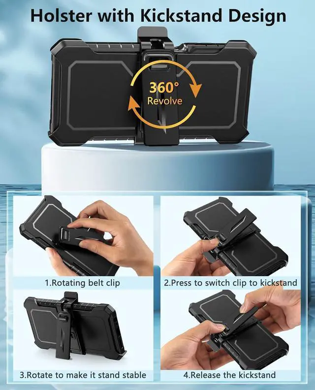 Alt view image 5 of 7 - SOiOS for Samsung Galaxy A03s Case: Military Grade Drop Proof Protection Cell Phone Holster Cover | Heavy Duty Protective Rugged Cases with Kickstand | Durable Matte Textured Shockproof TPU Protector