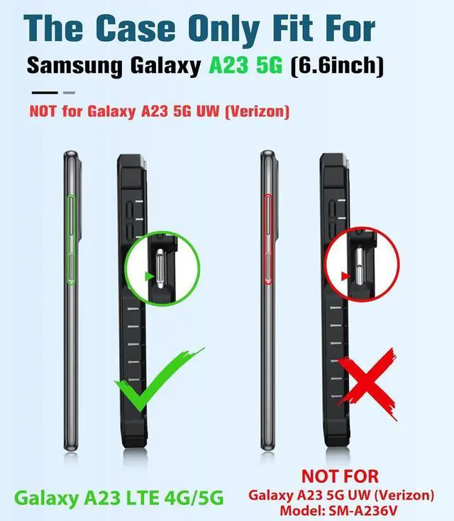 Alt view image 2 of 7 - FNTCASE for Samsung Galaxy A23 5G Case: Heavy Duty Rugged Military Grade Shockproof TPU Full Protective Shell with Kickstand Durable A23 4G LTE Phonecase Cell Phone Cover