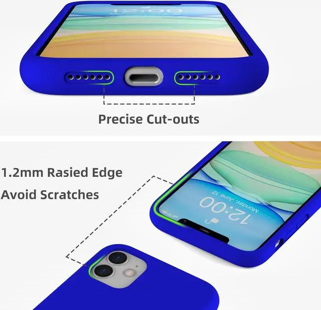 Alt view image 2 of 7 - K TOMOTO Liquid Silicone Case Compatible with iPhone 11 (6.1"), Full Body Protection Gel Rubber Cover with Soft Microfiber Lining, Scratch Resistant Shockproof Protective Phone Case, Klein Blue
