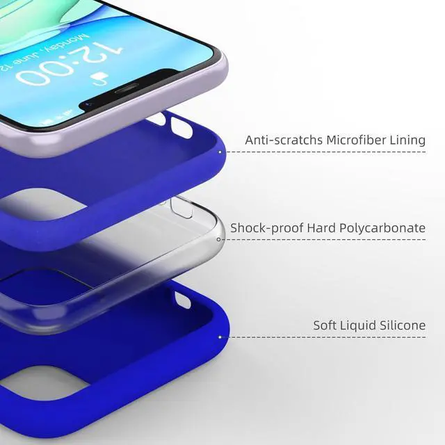 Alt view image 4 of 7 - K TOMOTO Liquid Silicone Case Compatible with iPhone 11 (6.1"), Full Body Protection Gel Rubber Cover with Soft Microfiber Lining, Scratch Resistant Shockproof Protective Phone Case, Klein Blue
