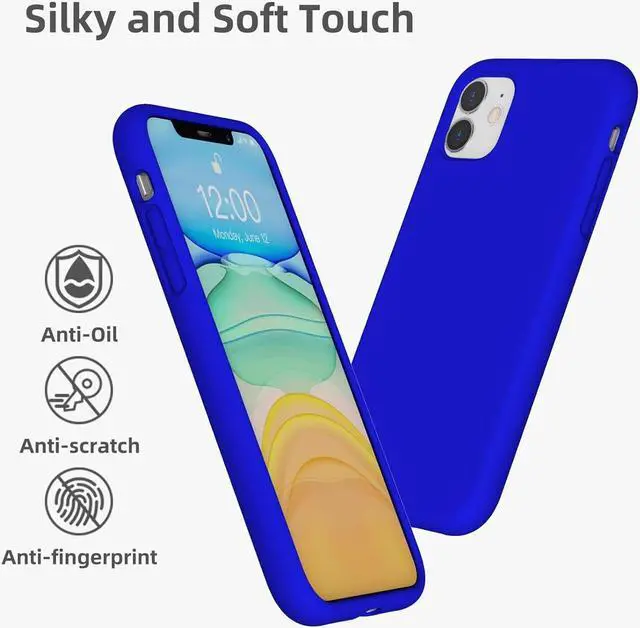 Alt view image 6 of 7 - K TOMOTO Liquid Silicone Case Compatible with iPhone 11 (6.1"), Full Body Protection Gel Rubber Cover with Soft Microfiber Lining, Scratch Resistant Shockproof Protective Phone Case, Klein Blue