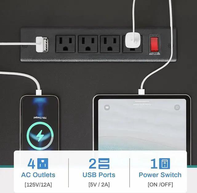 Alt view image 4 of 7 - L Shaped Gaming Desk, 51" Computer Desk with Storage Shelves, Gamer Desk with Power Outlets & LED Lights, Fabric Drawer, Monitor Stand and Hooks, Black