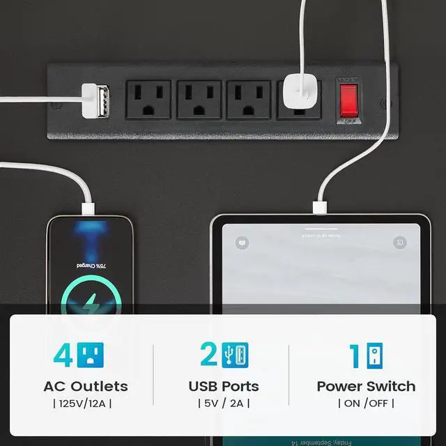 Alt view image 4 of 7 - L Shaped Gaming Desk, Reversible 45.3 Small Corner Desk with Power Outlet and LED Lights, Corner Gaming Desk with Storage Shelves, Hooks for Small Space, Black