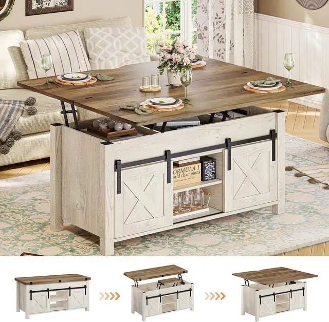 Main image of SEDETA Farmhouse Lift Top Coffee Table with Storage and Hidden Compartment