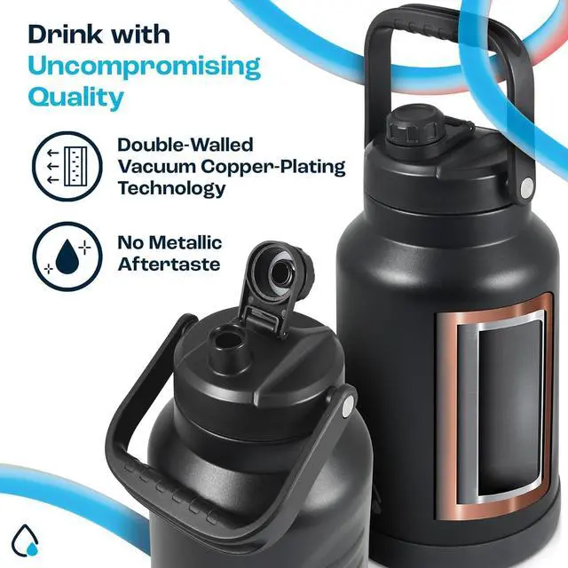 Alt view image 3 of 7 - AQUAFIT 1 Gallon Water Bottle Insulated (Cold for 48 Hrs) - BPA Free & Leak Proof - 128oz Stainless Steel Water Jug - Big Water Bottle with Handle for Gym, Hiking, Camping & Travel (Hydrant Red)