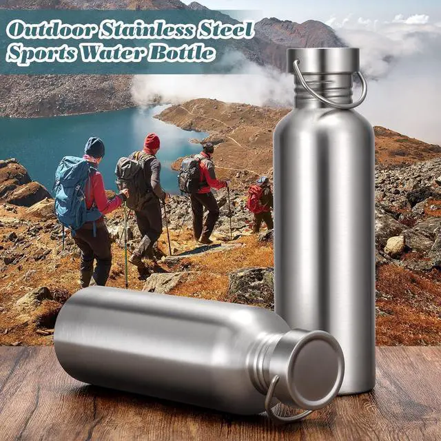 Alt view image 5 of 7 - CHENGU 4 Pack Single Wall Stainless Steel Water Bottles Camping Bottles 304 18/8 Metal Water Bottle for Sports, Cyclists, Runners, Hikers(Silver,34 oz)