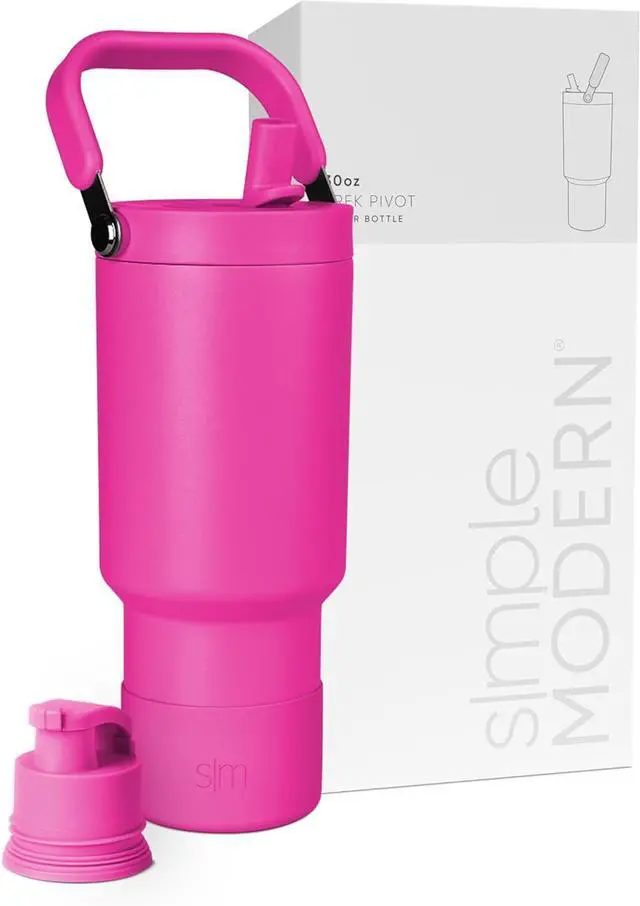 Main image of Simple Modern Trek Pivot | 30oz Flip Straw Tumbler with Handle | Water Bottle & Boot | Interchangeable Straw & Chug Lids | Insulated Stainless Steel Jug | Gym Sports Outdoors | Raspberry Vibes