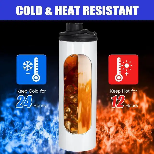 Alt view image 4 of 7 - 8 Pack Sublimation Water Bottle Blanks 20 oz Sublimation Sports Water Bottle with Handle Stainless Steel Sublimation Tumbler Blanks with Lids and Straws, Individually Box, White, Diy Gift